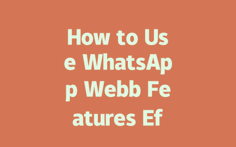 How to Use WhatsApp Webb Features Effectively in 2025 一