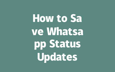 How to Save Whatsapp Status Updates in 2025 Year 一