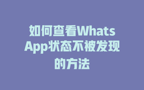 如何查看WhatsApp状态不被发现的方法 一