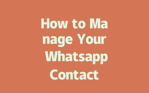 How to Manage Your Whatsapp Contact List 2025 Guide 一