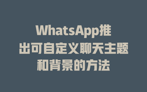 WhatsApp推出可自定义聊天主题和背景的方法 一