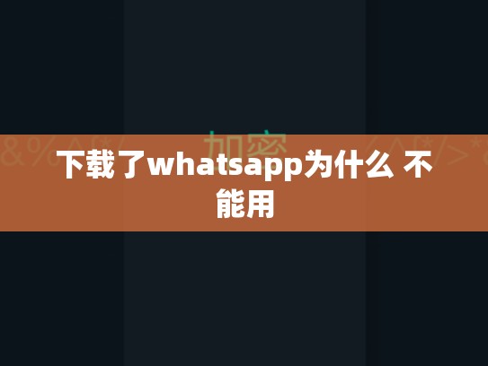 下载了whatsapp为什么 不能用