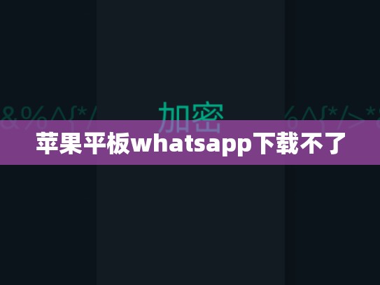 苹果平板whatsapp下载不了