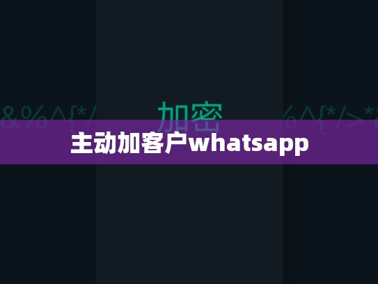 主动加客户whatsapp