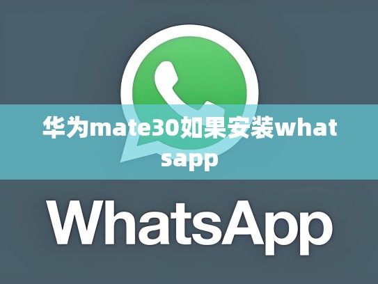 华为mate30如果安装whatsapp