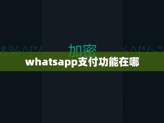 whatsapp支付功能在哪