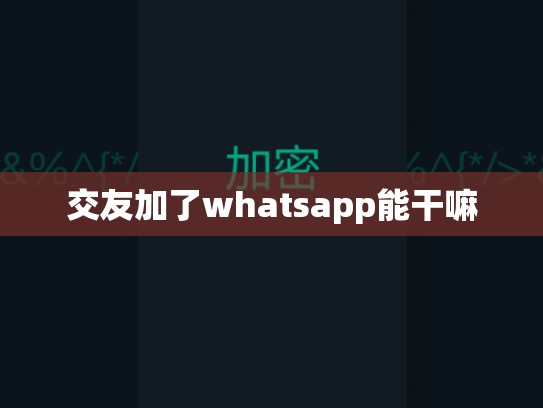 交友加了whatsapp能干嘛