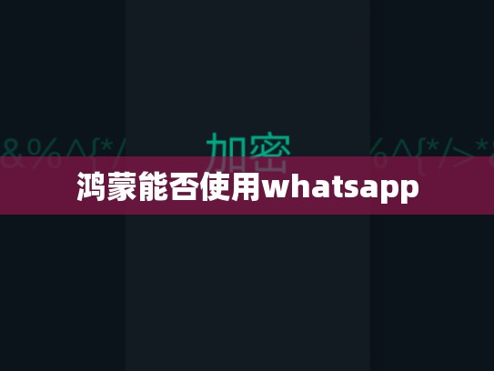 鸿蒙能否使用whatsapp
