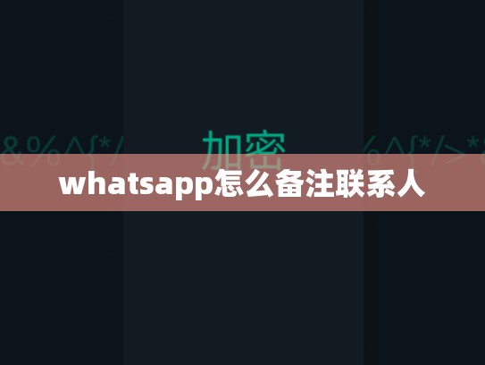 whatsapp怎么备注联系人