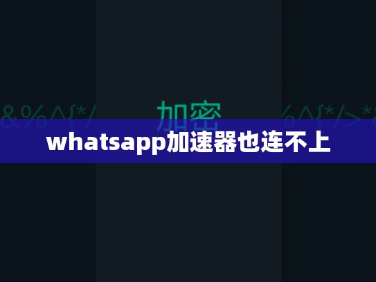 whatsapp加速器也连不上