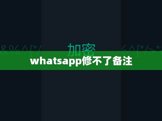 whatsapp修不了备注