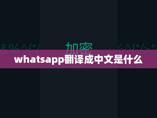 whatsapp翻译成中文是什么