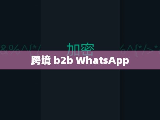 跨境 b2b WhatsApp