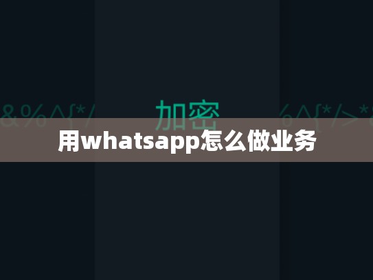 用whatsapp怎么做业务