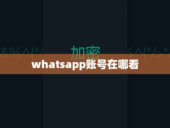 whatsapp账号在哪看