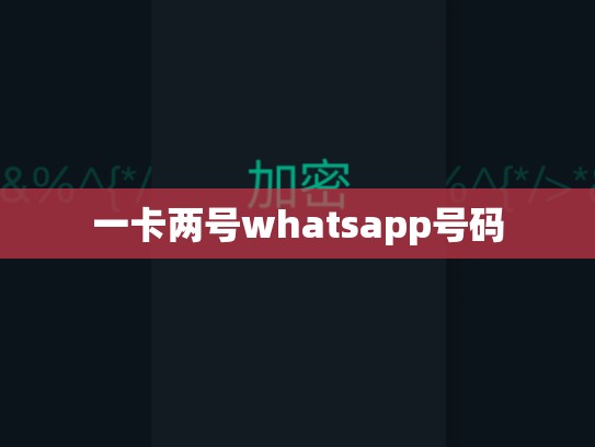 一卡两号whatsapp号码