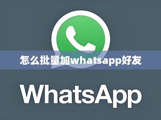 怎么批量加whatsapp好友
