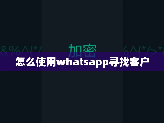 怎么使用whatsapp寻找客户