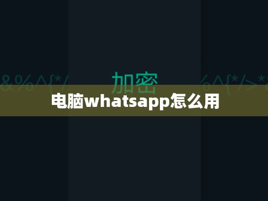 电脑whatsapp怎么用