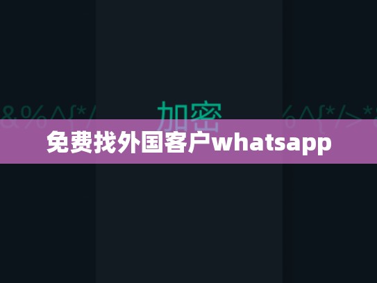 免费找外国客户whatsapp