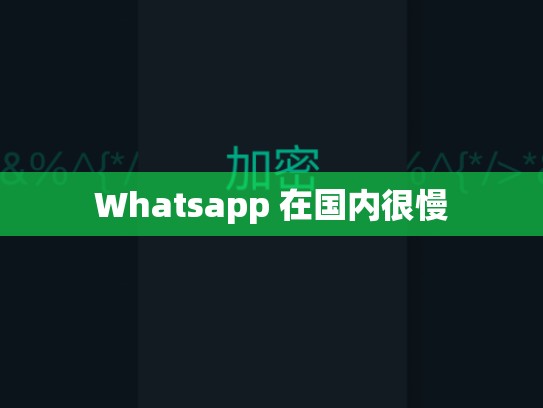 Whatsapp 在国内很慢