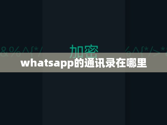 whatsapp的通讯录在哪里