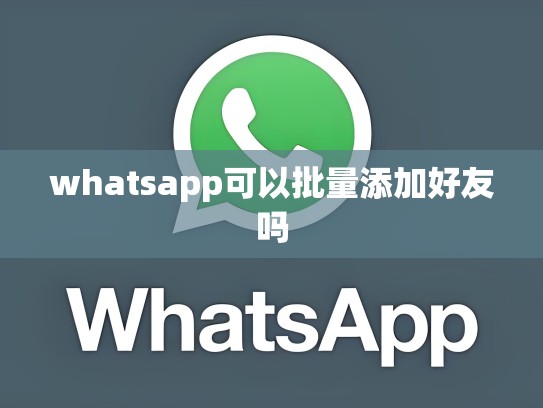 whatsapp可以批量添加好友吗