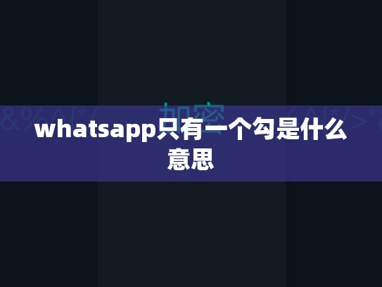 whatsapp只有一个勾是什么意思