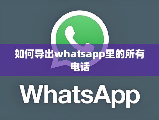 如何导出whatsapp里的所有电话
