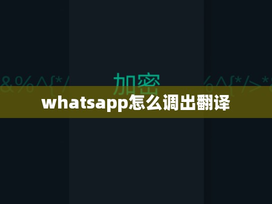 whatsapp怎么调出翻译