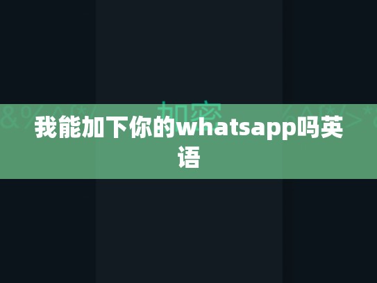 我能加下你的whatsapp吗英语