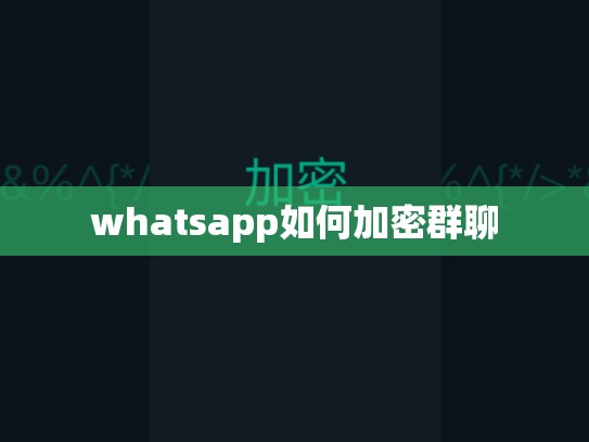 whatsapp如何加密群聊