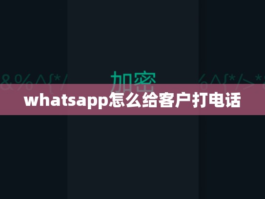whatsapp怎么给客户打电话