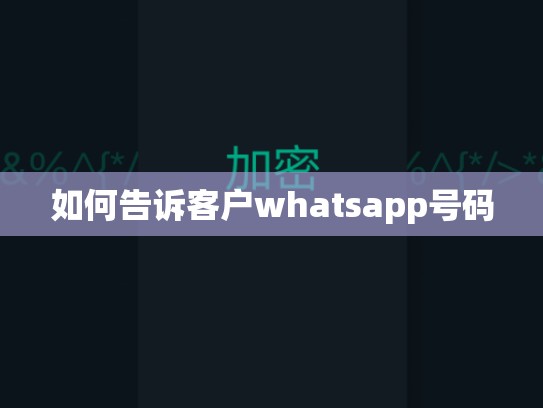 如何告诉客户whatsapp号码