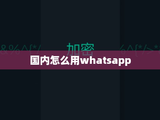 国内怎么用whatsapp