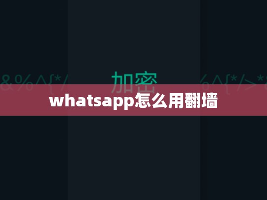 whatsapp怎么用翻墙
