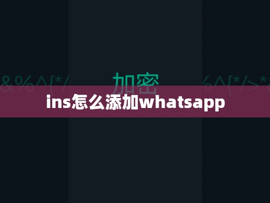 ins怎么添加whatsapp