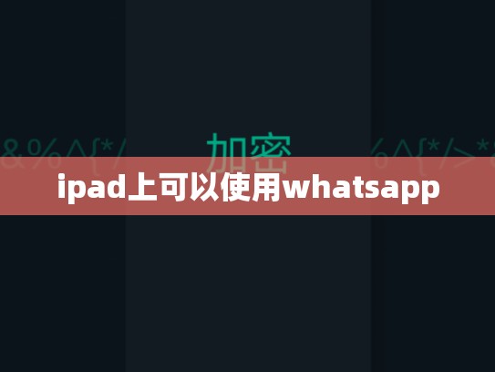ipad上可以使用whatsapp