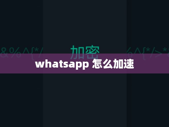 whatsapp 怎么加速