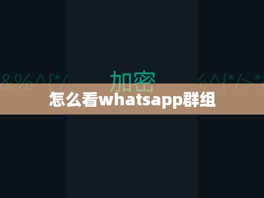 怎么看whatsapp群组