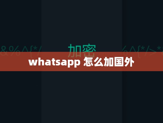 whatsapp 怎么加国外