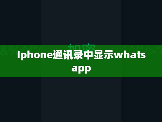 Iphone通讯录中显示whatsapp