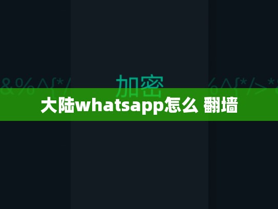 大陆whatsapp怎么 翻墙
