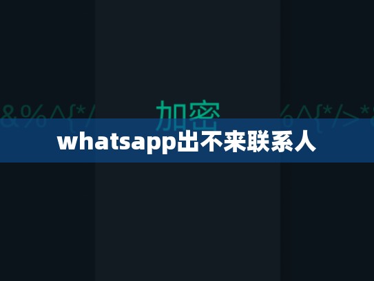 whatsapp出不来联系人