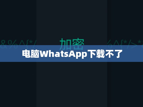 电脑WhatsApp下载不了