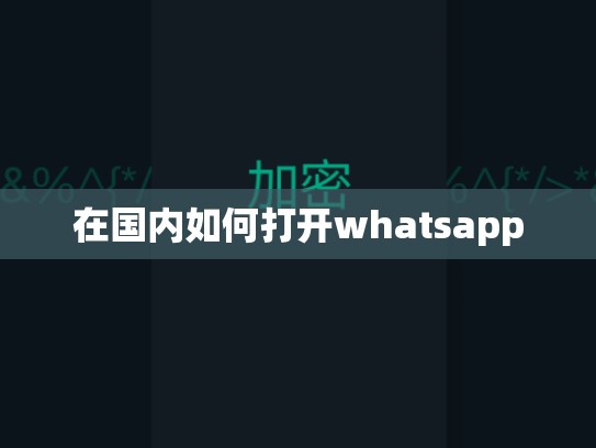 在国内如何打开whatsapp