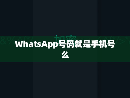 WhatsApp号码就是手机号么