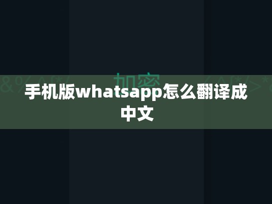 手机版whatsapp怎么翻译成中文