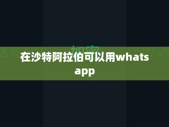 在沙特阿拉伯可以用whatsapp
