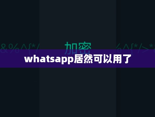 whatsapp居然可以用了